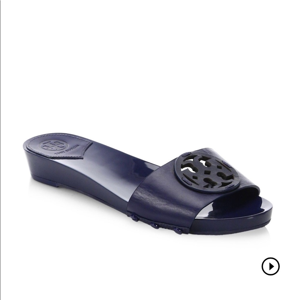 Tory Burch Navy Slide Sandals